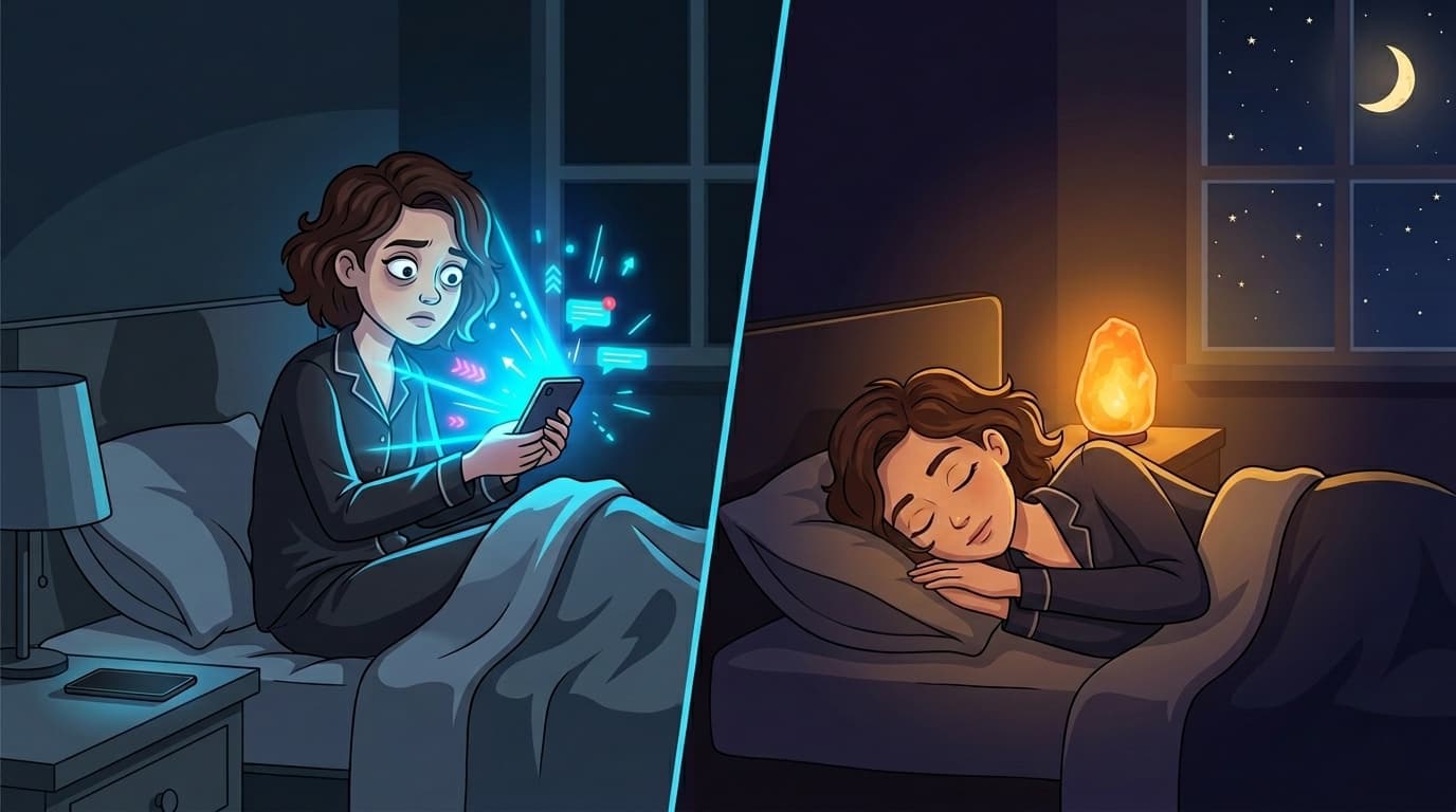 Blue light and circadian rhythm illustration